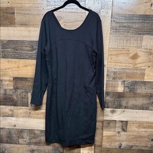 Athleta Illusion Women’s Long Sleeve Black Dress XL Cotton Blend Casual Fitted